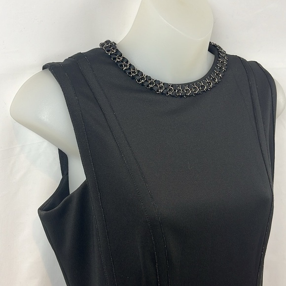 Karl Lagerfeld Paris Sleeveless Black A-Line Dress with Chain‎ Detail Size 4 - Picture 6 of 12